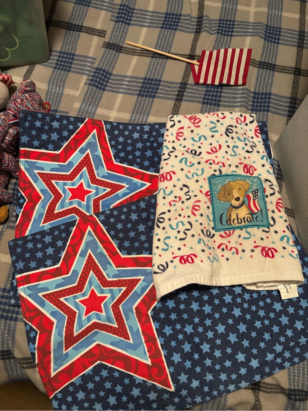 Kids Celebrate Patriotic Star Blanket and Towel Set - Blue & White